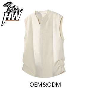 T-shirt de sport décontracté pour homme, style américain, sans manches, col en V, polyester, pour l'été - Product Image 2