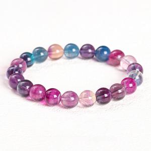 สร้อยข้อมือหินฟลูออไรต์สีม่วง 5A สำหรับพัฒนาจิตวิญญาณ ลูกปัดคริสตัลบำบัด ช่วยในการทำสมาธิ สร้อยข้อมือยืดหยุ่นปรับได้ - Product Image 3