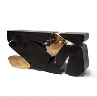 Table console rectangulaire en acier inoxydable et pierre, design moderne et créatif pour salon contemporain, hôtel