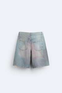 Short teint ample Short ample cinq poches effet lavé coloré fermeture à bouton avant - Product Image 2