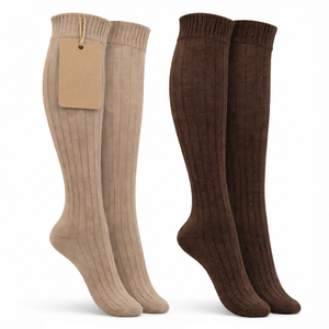 <b>Men</b> Thick Knitted Knee <b>Socks</b> Solid <b>Color</b> Warm Winter Over The Calf Long Tube <b>Socks</b> - Product Image 1