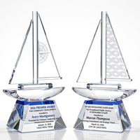 Trophée Voilier en Cristal K9 Haut de Gamme, Grande Surface de Gravure, Nouveau Design, Cérémonie Annuelle, Récompense pour la Reconnaissance des Employés - Vente Chaude