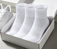 Chaussettes de sport athlétiques blanches à compression plantaire, maille respirante, bord côtelé, talon et bout renforcés, pour la course, lot de 3 paires