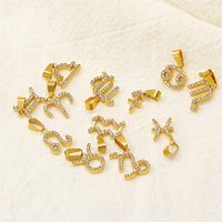 Bijoux étanches 18K PVD plaqué or CZ zircon cubique cristal pavé signe du zodiaque Horoscope Astro pendentif en acier inoxydable breloque