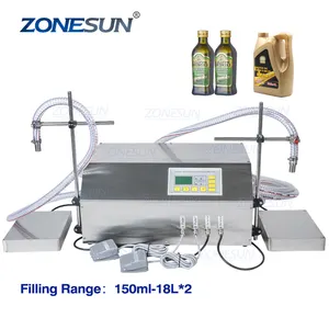 ZONESUN ZS-GP262W Semi Automatic Edible Oil Hydraulic Engine Oil Weighing Filling Machine Gear Pump Plastic Bottle Vial Filler