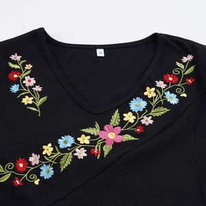 T-shirt a maniche corte ricamata colorata in stile etnico, nuova collezione estiva, top da donna slim che valorizza la <span class=keywords><strong>spalla</strong></span> - Product Image 5