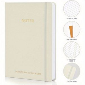 Cuaderno de 300 Páginas con Páginas Rayadas, 7x10 Pulgadas, Tapa Dura de Lino Moderno con Letras Doradas en Relieve y Marcadores de Cinta GY2594703 - Product Image 4