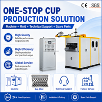Machine de fabrication de gobelets entièrement automatique d'occasion, pour PP, PS, PET, PVC, thermoformage sous vide, tension personnalisée, sortie stable, entretien facile, livraison rapide