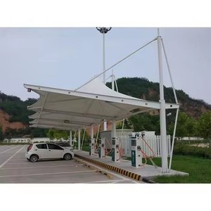 Structure de membrane tendue pour abri de voiture, toit imperméable en PVC/PVDF, abri de voiture préfabriqué, auvent pare-soleil - Product Image 5