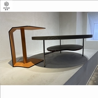 Ensemble de tables d'appoint en cuir Dessus de table en bois Meubles de salon Ensemble de tables basses en métal de luxe