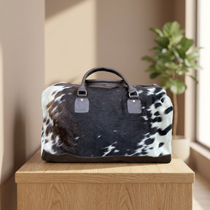 Grand sac de sport à la mode en cuir de vachette avec fermeture à glissière Sac de voyage élégant style cheveux - Product Image 3