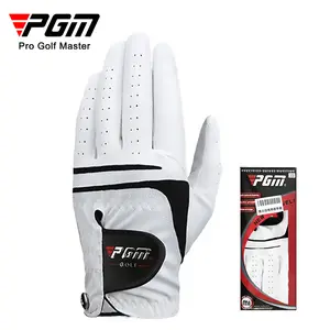 PGM White PU+Sheepskin Men Golf Gloves With Marker