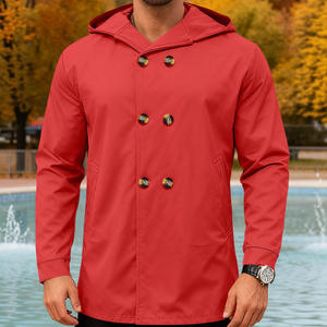 Chaqueta cortavientos con capucha para hombre, corte ajustado, color sólido, ropa deportiva informal para el tiempo libre - Product Image 3