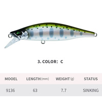 Umpan Buatan 63mm/77g Sinking Minnow untuk Memancing di Laut dan Ikan Trout/Bass Mulut Besar di Sungai, Dilengkapi Kail Model A9136