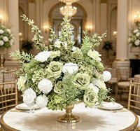 Arrangement personnalisé de roses artificielles en soie de 30 cm à 80 cm, décoration de mariage, centre de table de mariage, boule de fleurs blanche et verte