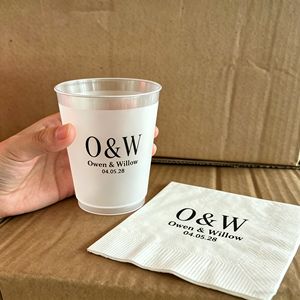 Vaso de Plástico Desechable de 350 ml (12 oz) de Alta Calidad con Tapa y Servilleta, Personalizado para Bodas, Venta Caliente, Envío Rápido - Product Image 1