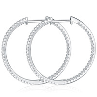 Grandes boucles d'oreilles en moissanite de couleur D, boucles d'oreilles en moissanite complètes, boucles d'oreilles rondes élégantes en argent 925, boucles d'oreilles en moissanite