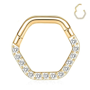 <span class=keywords><strong>Orecchini</strong></span> Esagonali e Anello da Naso con Zircone in <span class=keywords><strong>Acciaio</strong></span> <span class=keywords><strong>Chirurgico</strong></span> Inossidabile 316L, Gioielli di Design alla Moda da Donna di Tendenza - Product Image 4