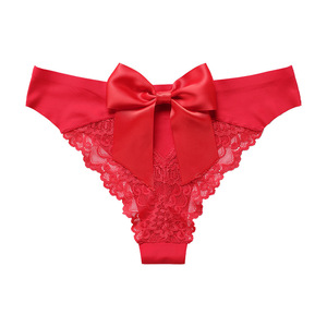 Noel kadınlar seksi yay seksi dantel-up külot dikiş buz ipek iç çamaşırı büyük boy düşük bel kadın külot - Product Image 4