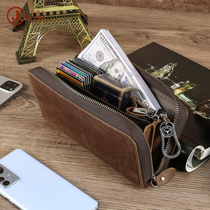 Joyir Men's Genuine Leather Long <b>Wallet</b> Brown Zippered Large Capacity Card <b>Holder</b> Clutch Everyday Use - Product Image 3