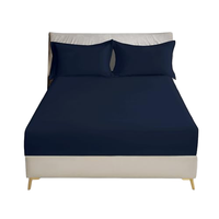 Ensemble de draps ajustés pour lit king size 3 pièces (1 drap ajusté + 2 taies d'oreiller) poche profonde de 35 cm, design uni, 1800 fils au pouce carré