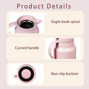 <span class=keywords><strong>Carafe</strong></span> à café thermique en acier inoxydable Double paroi Pot à vide Flacon Théière Filtre à eau amovible Gobelets en acier isolés - Product Image 4