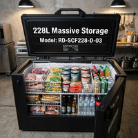 En stock : Congélateur coffre solaire 228L 12V 24V DC à compresseur, machine à glaçons puissante pour la fabrication de blocs de glace, idéal pour le stockage domestique, rural et hors réseau.