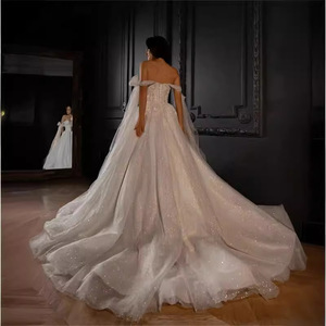 White Off-Shoulder Backless Ball Gown Wedding Dress Sweetheart Neckline Tulle Netting Elegant High-End 2026 New Style - Product Image 4