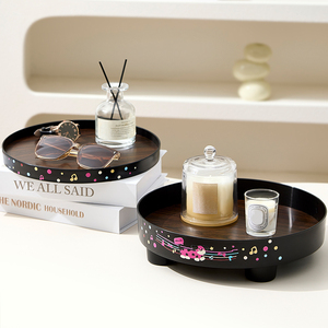 Runder Aromatherapie-Schlüssel Multifunktions-Kosmetik-<span class=keywords><strong>Organizer</strong></span> für Tisch veranda Parfüm Schwarze Tabletts Kreis Sockelst änder - Product Image 4