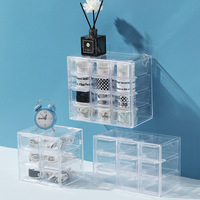 Boîte de rangement transparente en plastique, mini commode rectangulaire au design moderne, pour télécommande, utilisation sur bureau
