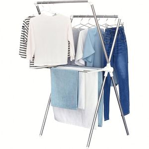 Expandable Thick Strong Durable Extendable Foldable Balcony <b>Laundry</b> Clothes Towel Hanging Drying Rack Stainless Steel Hanger - Product Image 1