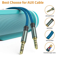 2 Packs de câbles audio TRRS 3.5mm, 4 conducteurs avec micro Cordon auxiliaire tressé en nylon compatible avec les chaînes stéréo domestiques, les haut-parleurs, les écouteurs, Sony