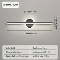 Lámpara de Pared LED de Hierro, Diseño Minimalista, Estilo Nórdico Moderno, Simple y Elegante, Iluminación Decorativa Dorada y Negra, Regulable, para Pared de Habitación