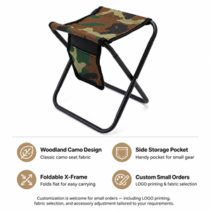 Modern Portable <b>Folding</b> Camping <b>Stool</b> Iron Frame Oxford Fabric Side Mesh Pocket Molle System Lightweight Foldable Garden - Product Image 1
