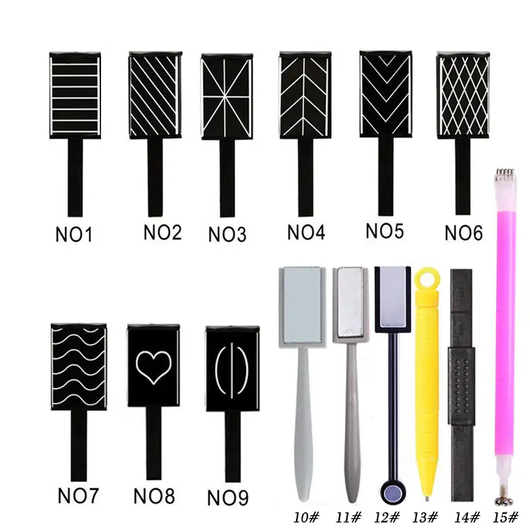 20 designs option powerful multi-pattern pen magnet nail art tool for cat eye gel nail polish