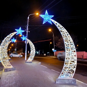 ไฟประดับรูปพระจันทร์เสี้ยว LED 3 มิติ สำหรับตกแต่งเทศกาลคริสต์มาส รอมฎอน อีด เหมาะสำหรับห้างสรรพสินค้า ลานกิจกรรม โรงแรม และงานตกแต่งกลางแจ้ง - Product Image 1