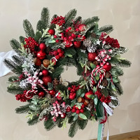 Guirlande de Noël décorative rouge avec nœud, directement de l'usine, pour vitrine de centre commercial, nouvelle décoration de Noël