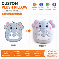 Coussin Éléphant en Peluche Personnalisé, Jouets Doux en Peluche, Animaux en Peluche Kawaii, Jouets Bébé à Câliner, Poupées Mignonnes