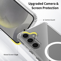 Étui de téléphone portable magnétique transparent de haute qualité pour Samsung Galaxy S25/24, personnalisé, anti-jaunissement, anti-rayures