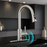 Robinet de cuisine moderne rotatif sans contact en nickel brossé, acier inoxydable 304, montage sur comptoir, cartouche céramique, poignée unique, 3 modes
