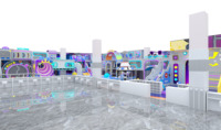 Parc de jeux intérieur sur le thème de la science-fiction, parcours d'obstacles en corde pour enfants, aventure multi-niveaux pour centre commercial
