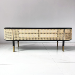 Modern Quality Furniture <strong>Black</strong> Solid Wood Frame Natural Rattan Art <strong>Storage</strong> Bed End <strong>Bench</strong> - Product Image 3