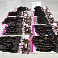 KEMY HAIR Lot de mèches bouclées rebondissantes en gros, perruques en cheveux naturels mélangés avec dentelle HD 13*4, couleur naturelle, pour femmes noires