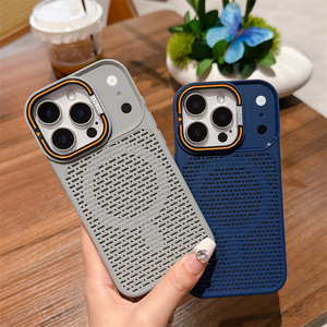 เคสโทรศัพท์มีที่ยึดแบบแม่เหล็กระบายความร้อนของแท้สำหรับ iPhone 18 17 16 15 PRO MAX กรอบหลังตาข่ายรังผึ้งระบายอากาศได้ดี - Product Image 3