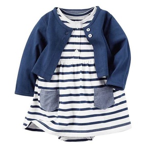 Yaz bebek moda <span class=keywords><strong>2</strong></span> paket uzun kollu baskı romper toptan bebek kız elbise - Product Image 5