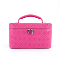 Étui de rangement de maquillage de voyage élégant personnalisé avec poignée, sac de rangement cosmétique en cuir PU de qualité supérieure, étui de toilette en cuir de luxe pour femmes