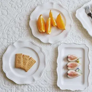 Ceramic Plate Wholesale Cheap Ceramic Dinner Plate White Ceramic Dessert Plate With Wave Edge