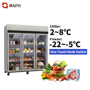 Commercial Kitchen Display Chiller Energy Efficient Glass Door Stainless Steel Upright Refrigerator for Hotel Kitchen - Product Image 1