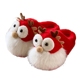 Carton Dragon bébé maison chaud pantoufles EVA semelle peluche hiver chaud pantoufles nouvel an noël intérieur confortable en peluche pantoufles - Product Image 5