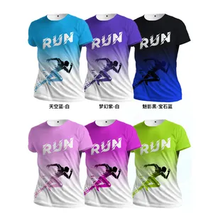 T-shirt de Sport pour hommes, 100% Polyester, imprimé sur l'ensemble, Marathon, course à pied, Sublimation, coupe à sec